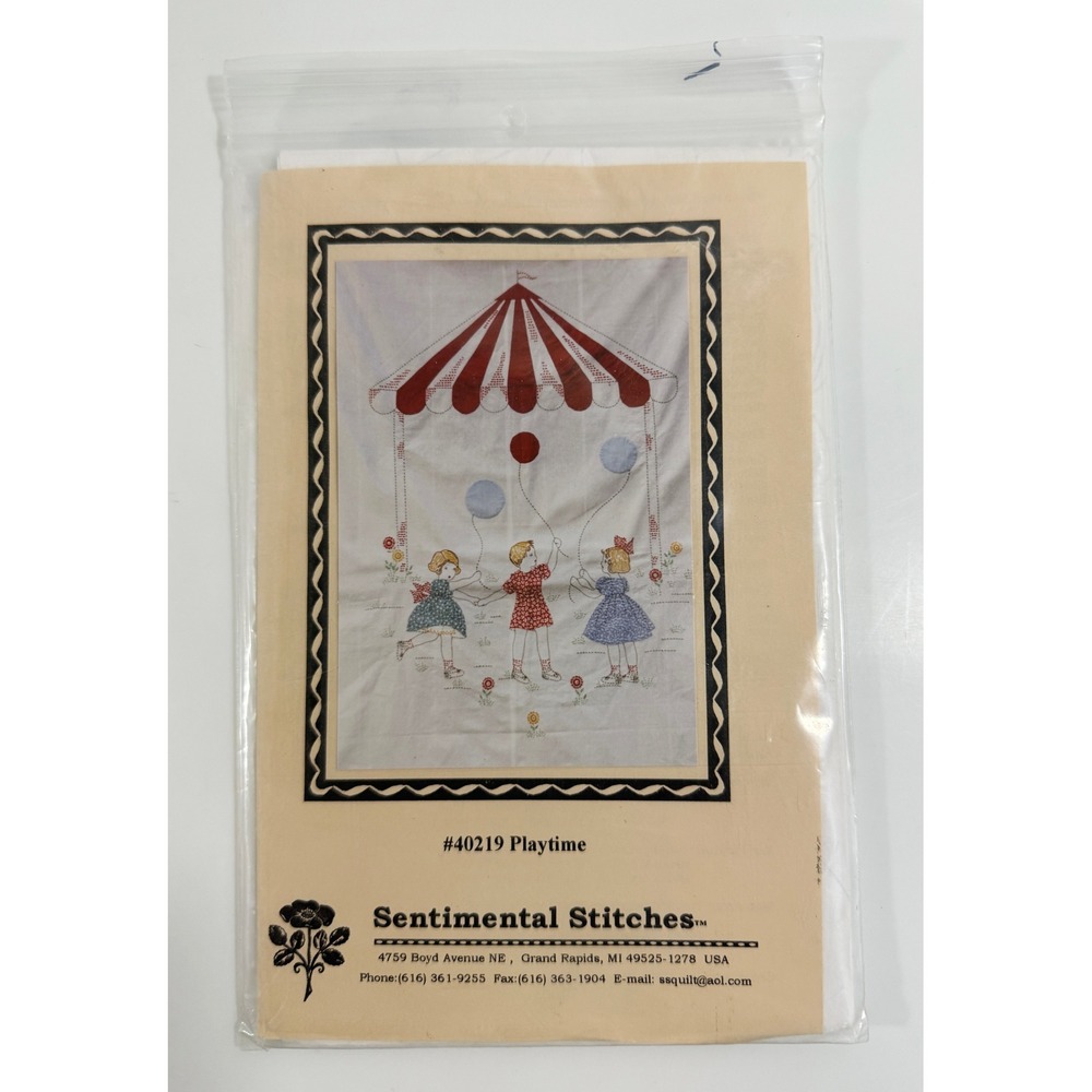 Sentimental Stitches Playtime Pattern White Red Blue Embroidery 40219
